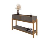 Aparador Para Sala De Estar 2 Gavetas Lizz Cinza Perola/cedro