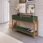 Aparador Para Sala De Estar 2 Gavetas Lizz Verde Oliva / Cedro