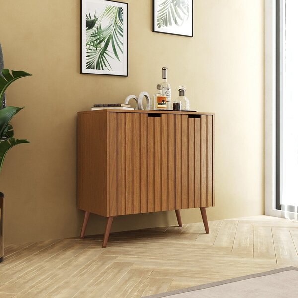 Aparador Para Sala De Estar 80cm Com Pés Nogal/noce Amêndoa