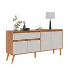 Aparador Para Sala De Estar Com 3  Portas Ravi Cor Nature Off