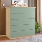 Aparador Para Sala De Estar Com 5 Gavetas Compacta Amêndoa Im