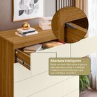 Aparador Para Sala De Estar Com 5 Gavetas Compacta Freijó/ Of