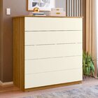 Aparador Para Sala De Estar Com 5 Gavetas Compacta Freijó/ Of