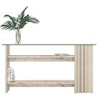 Aparador Para Sala De Estar Frisado Tampo De Vidro 2 Pratelei