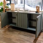 Aparador Para Sala De Estar Trendy 3 Portas Com Vidro 160cm V