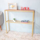 Aparador Para Sala Em Ferro Dourado Com Tela E Tampo Em Mdf A