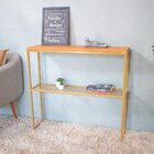 Aparador Para Sala Em Ferro Dourado Com Tela E Tampo Em Pinus