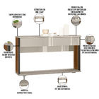 Aparador Para Sala Estar 02 Gavetas Amber Com Espelho Caribe