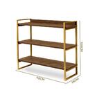 Aparador Pequeno 3 Prateleiras 90 Cm Imbuia Dourado Ezreal St