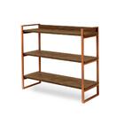 Aparador Pequeno Em Aço 3 Prateleiras 90 Cm Imbuia Bronze Ezr