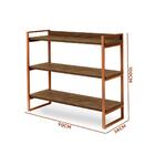 Aparador Pequeno Em Aço 3 Prateleiras 90 Cm Imbuia Bronze Ezr