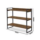 Aparador Pequeno Em Aço 3 Prateleiras 90 Cm Imbuia Preto Ezre