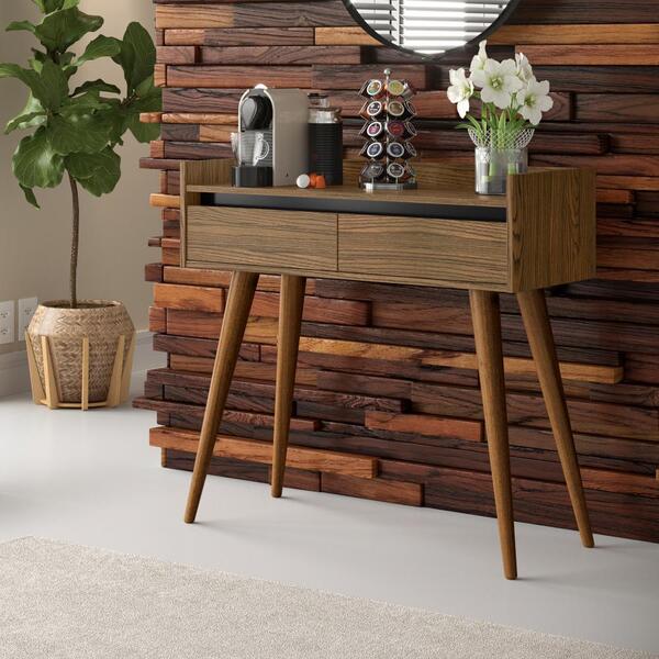 Aparador Retrô 2 Gavetas Cissa - Freijo / Preto - Rpm Móveis