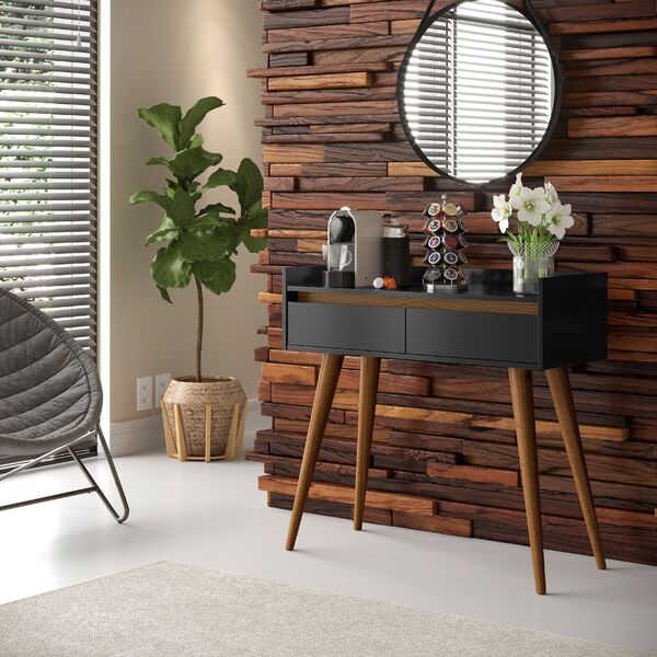 Aparador Retrô 2 Gavetas Cissa - Preto / Freijo - Rpm Móveis