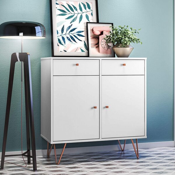 Aparador Retro 2 Portas 2 Gavetas Onix Branco