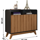 Aparador Retrô 3 Portas Nature Preto Eccos Fabri Móveis