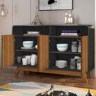 Aparador Retrô 4 Portas Nature Preto Eccos Fabri Móveis