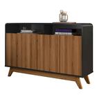 Aparador Retrô 4 Portas Nature Preto Eccos Fabri Móveis