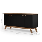 Aparador Retro 4 Portas Preto E Madeira