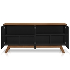 Aparador Retro 4 Portas Preto E Madeira