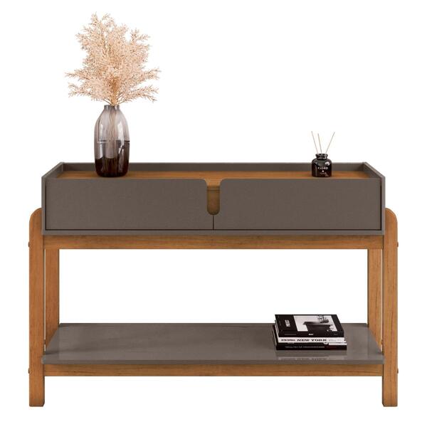 Aparador Retrô Com 2 Gavetas Harman Cinza Perola Cedro