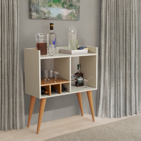Aparador Retrô Porta Bebidas E Decoração Sala De Estar Off Wh