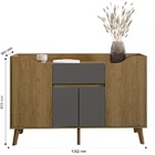 Aparador Retrô Prata Cinamomo/grafite - Rv Móveis