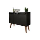 Aparador Retrô Vintage Com Pés Palito  3 Portas Viena Preto -