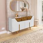 Aparador Ripado 4 Portas 2 Gavetas Branco Naturalle Danúbio B