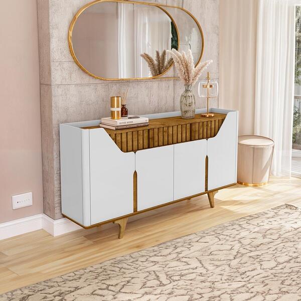 Aparador Ripado 4 Portas 2 Gavetas Branco Naturalle Danúbio B