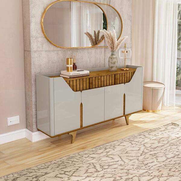 Aparador Ripado 4 Portas 2 Gavetas Off White Naturalle Danúbi