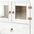 Aparador Rústico Madeira Maciça 2 Portas Vidro Lateral Branco