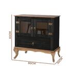 Aparador Rústico Madeira Maciça 2 Portas Vidro Preto Garapa D