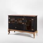 Aparador Rústico Madeira Maciça 3 Portas Vidro Preto Garapa D