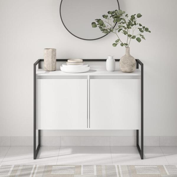 Aparador Sala Cantinho Do Café Buffet 2 Portas Branco Preto