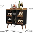 Aparador Sala Com Adega Retrô Pés Palito Pétrus - Preto Com C