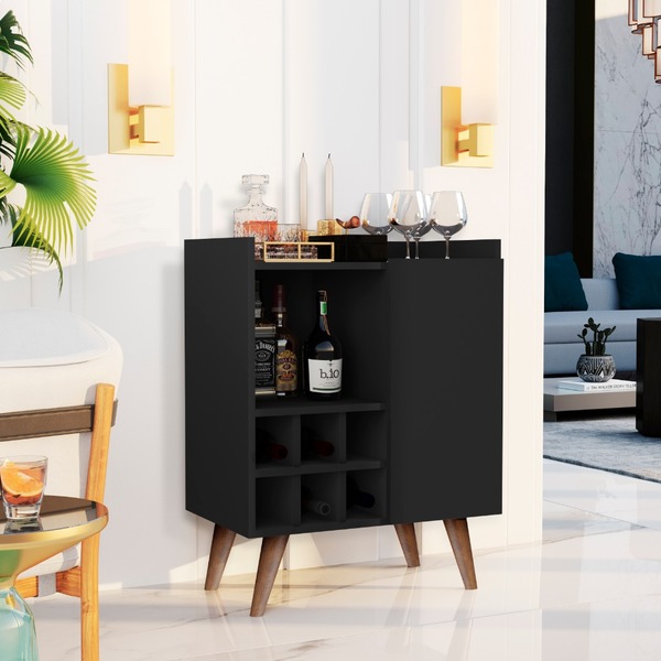 Aparador Sala Com Adega Retrô Pés Palito Sonatta Prime - Pret