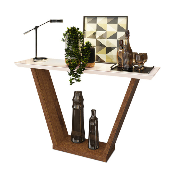 Aparador Sala Estar 136cm Tampo Mdf C/ Vidro Lótus D04 - D'ro