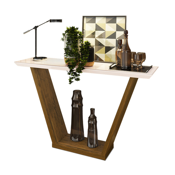 Aparador Sala Estar 136cm Tampo Mdf C/ Vidro Lótus Tronco Rip