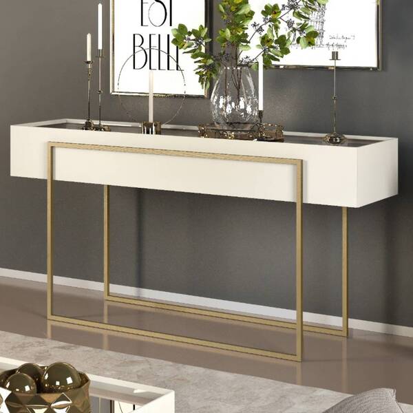 Aparador Suri Com Tampo Espelhado Creme Tana Decor