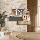 Aparador Suspenso 2 Portas Em Vidro Reflecta 100% Mdf Amêndoa