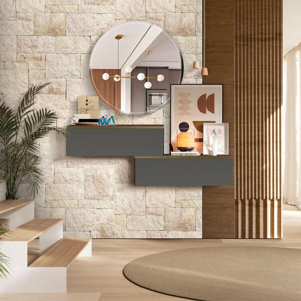 Aparador Suspenso Com 2 Portas Basculantes 100% Mdf Amêndoa C