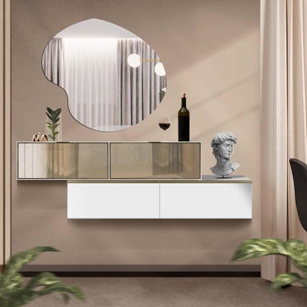 Aparador Suspenso Em Vidro Reflecta Com Porta Basculante 100%