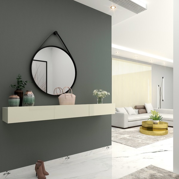 Aparador Suspenso Nicho Sala 3 Gavetas 202 Nobre Off White -