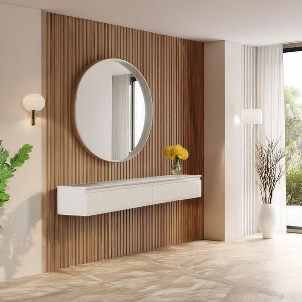 Aparador Suspenso Para Hall De Entrada 2 Gavetas 1,35m Aspen