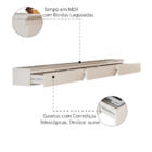 Aparador Suspenso Para Hall De Entrada 3 Gavetas 2,17m Aspen