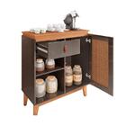 Aparador Sydney Cinza Pérola Noce Com Porta Em Detalhe 3d