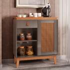 Aparador Sydney Cinza Pérola Noce Com Porta Em Detalhe 3d