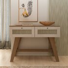 Aparador Trama 2 Gavetas Com Pintura 3d Palha Cinamomo/off Wh