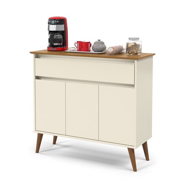 Aparador Zeus Off White/Freijó – Ej Móveis